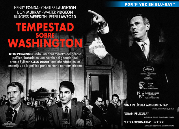 El clásico Tempestad sobre Washington -dirigida por Otto Preminger- en Blu-ray