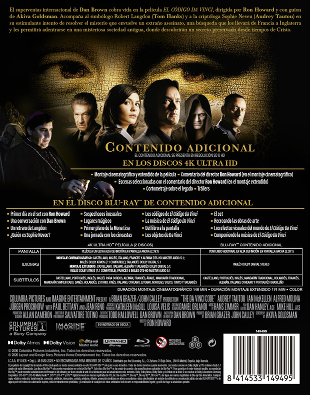 Nueva autor&iacute;a UHD 4K de El C&oacute;digo Da Vinci con varias mejoras