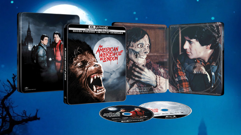 Un Steelbook de Un Hombre Lobo Americano en Londres en UHD 4K por su 45º aniversario