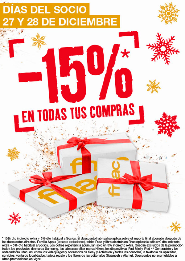 Alta de socio en Fnac por 1 € y 15% de descuento