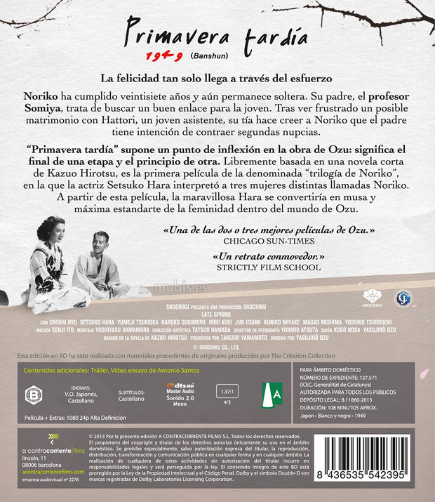 Detalles de la edición restaurada de Primavera Tardía en Blu-ray