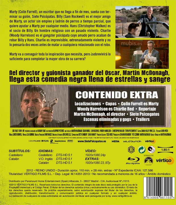 Detalles del Blu-ray de Siete Psicópatas