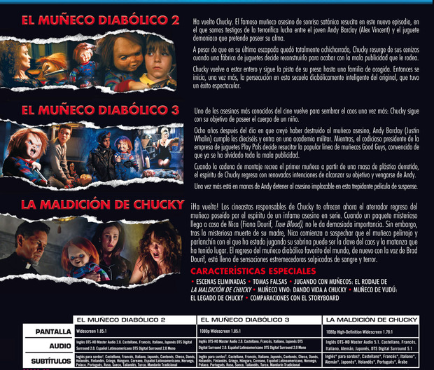 Primeros datos de Pack Chucky (3 Películas) en Blu-ray