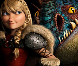 Escena inicial de Cómo Entrenar a tu Dragón 2 y pósters