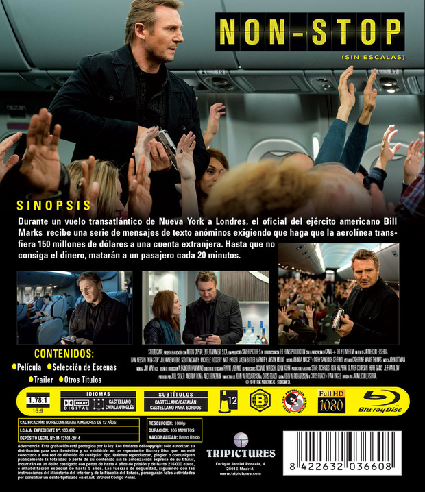 Detalles del Blu-ray de Non-Stop (Sin Escalas)