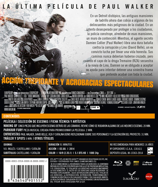 Contenidos extra del Blu-ray de Brick Mansions (La Fortaleza)