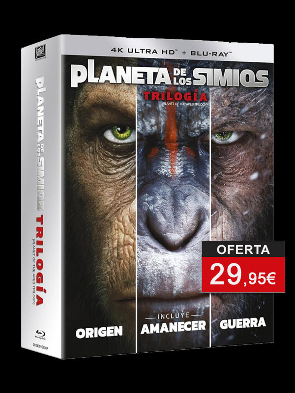 Trilogía El Planeta de los Simios: Origen + Amanecer + Guerra en UHD 4K