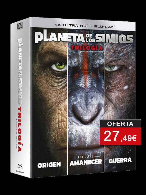 Trilogía El Planeta de los Simios: Origen + Amanecer + Guerra en UHD 4K