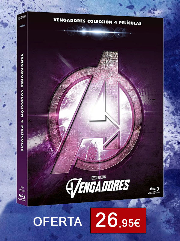 Colección Vengadores con las 4 películas en Blu-ray y un disco con más extras