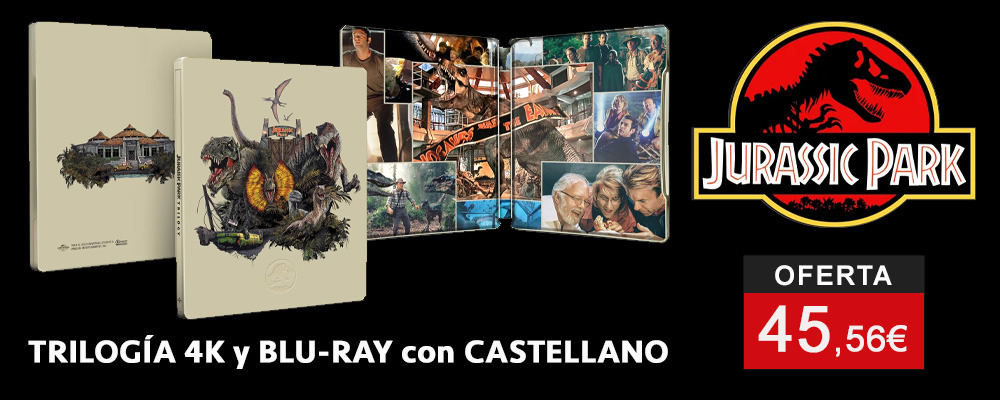 Steelbook de la Trilogía Jurassic Park en UHD 4K y Blu-ray con castellano