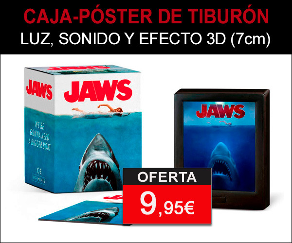 Caja con el póster de Tiburón con luz y sonido (7 cm)