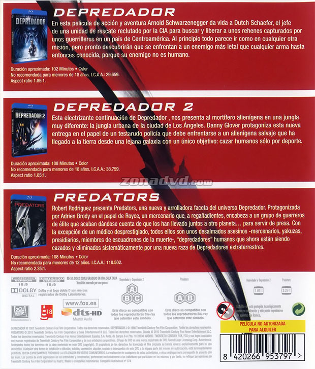 carátula Predator - La Trilogía portada 3