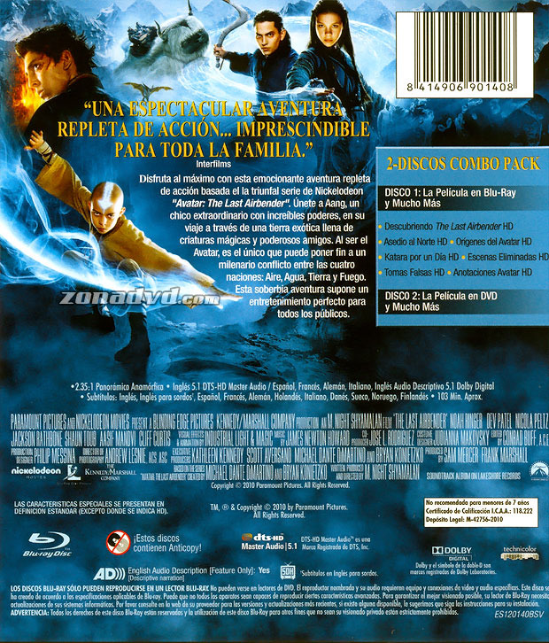 carátula Airbender: El Último Guerrero portada 3