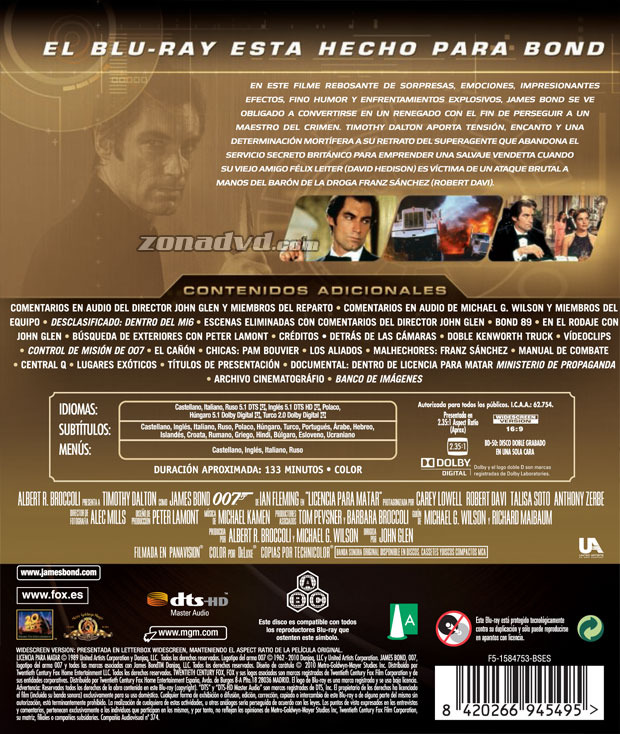 carátula James Bond: Licencia para Matar portada 3