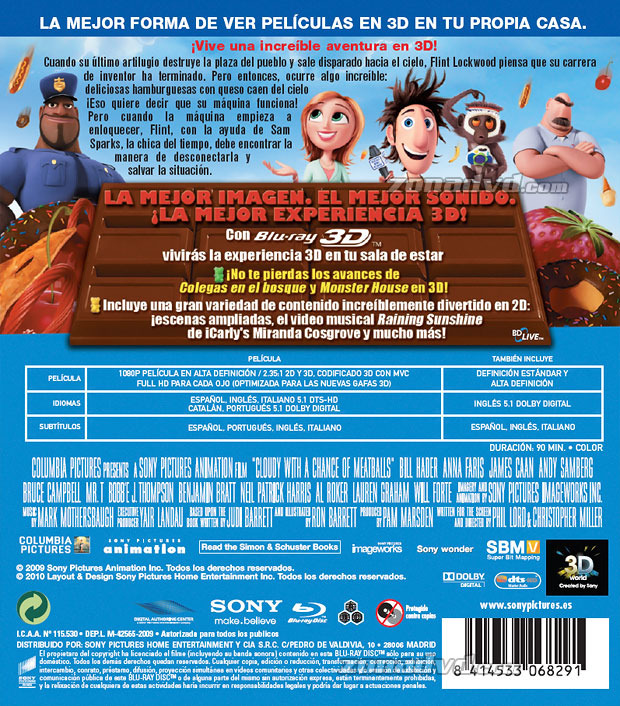 carátula Lluvia de Albóndigas portada 3