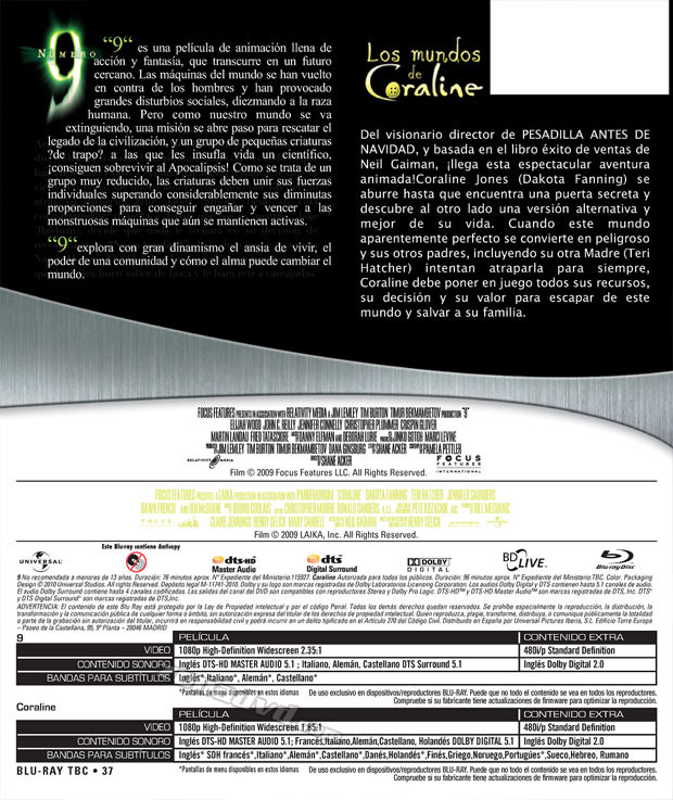 carátula Pack Número 9 + Los Mundos de Coraline portada 3