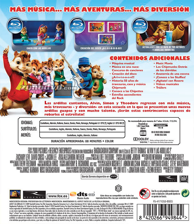 carátula Alvin y las Ardillas 2 portada 3