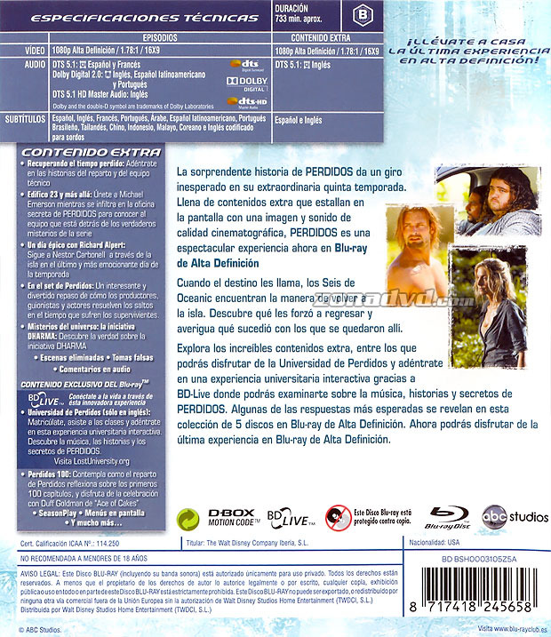 carátula Perdidos (Lost) - Quinta Temporada portada 3