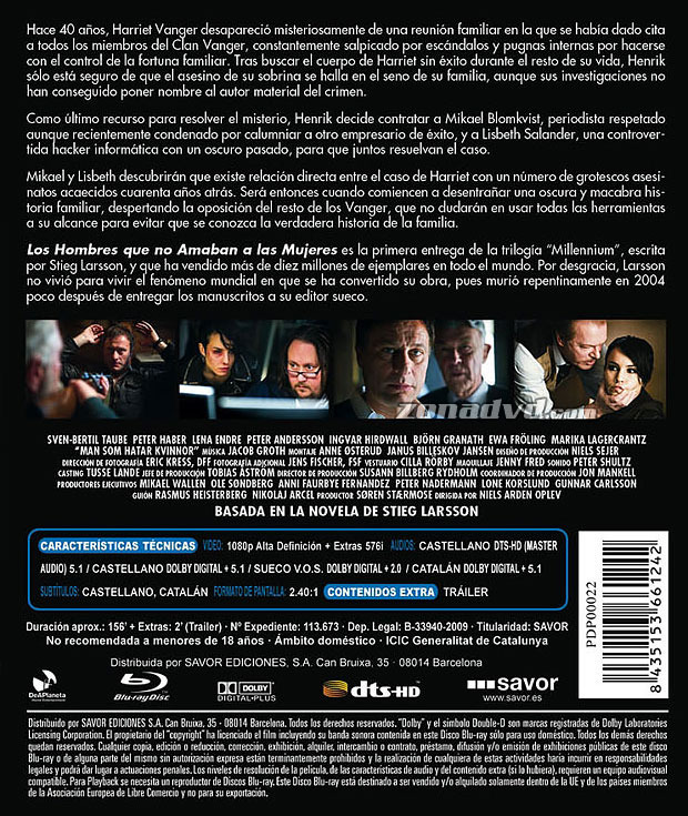 carátula Millennium 1: Los Hombres que no Amaban a las Mujeres portada 3