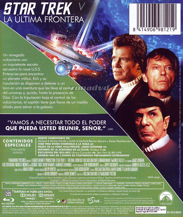 carátula Star Trek V: La Última Frontera portada 3