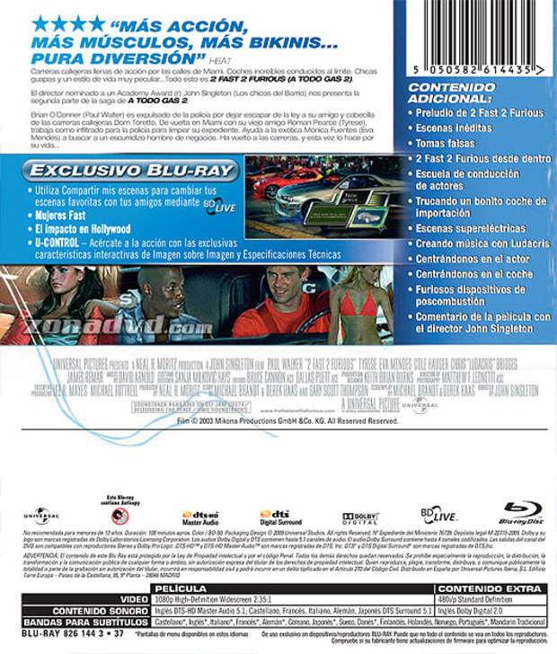 carátula 2 Fast 2 Furious (A Todo Gas 2) portada 3