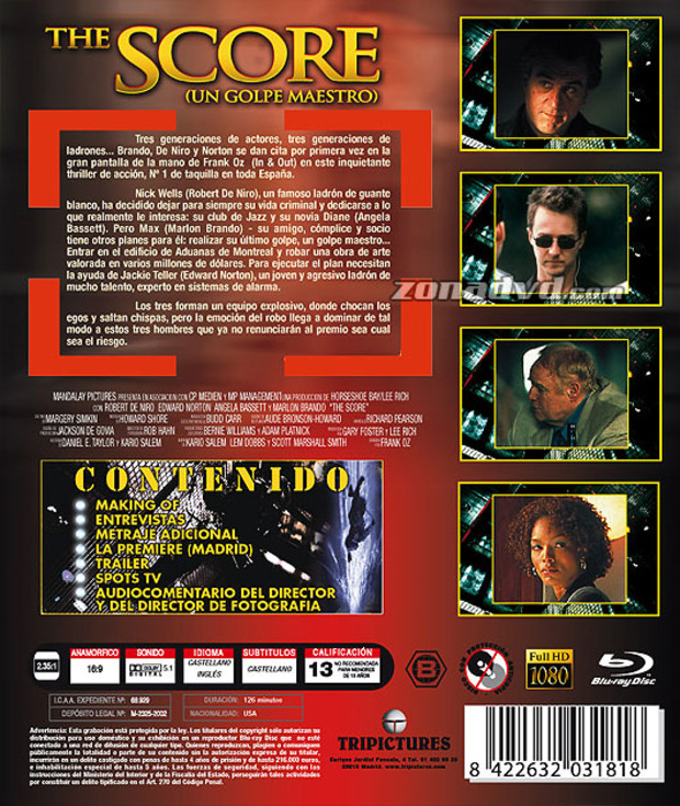 carátula The Score (Un Golpe Maestro) portada 3