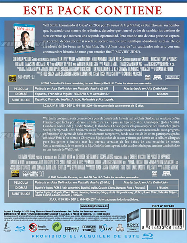 carátula Siete Almas + En Busca de la Felicidad (Pack) portada 3