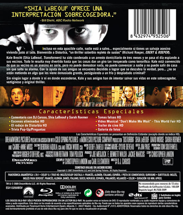 carátula Disturbia portada 4