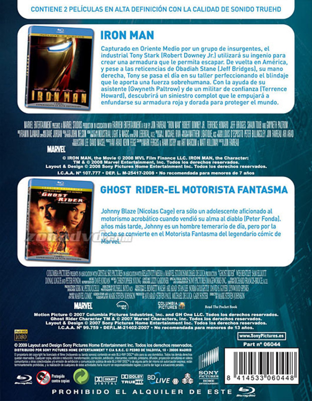 carátula Pack Ghost Rider + Iron Man portada 3