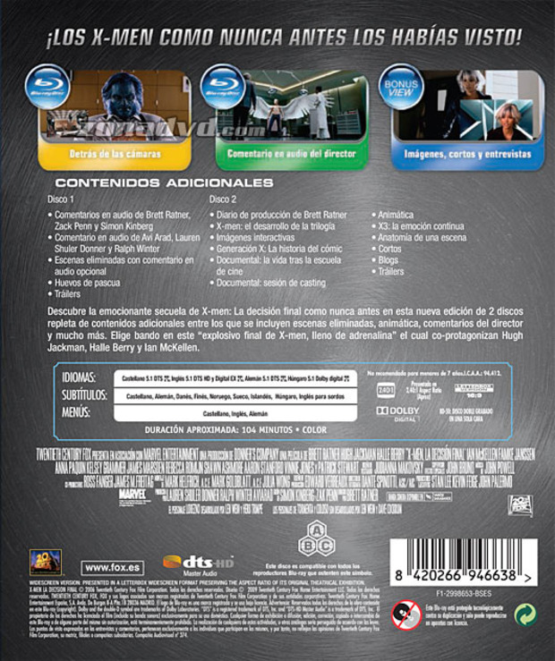 carátula X-Men 3: La Decisión Final (2 discos) portada 3