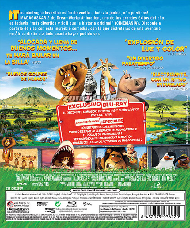carátula Madagascar 2 portada 3