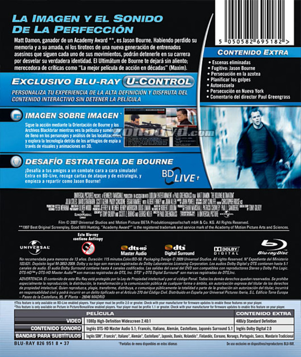 carátula El Ultimátum de Bourne portada 3