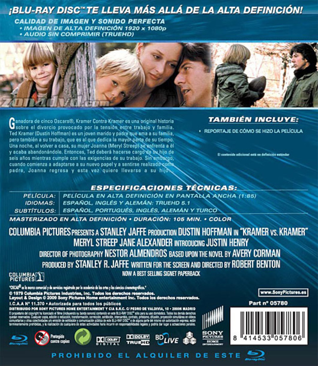carátula Kramer contra Kramer portada 3