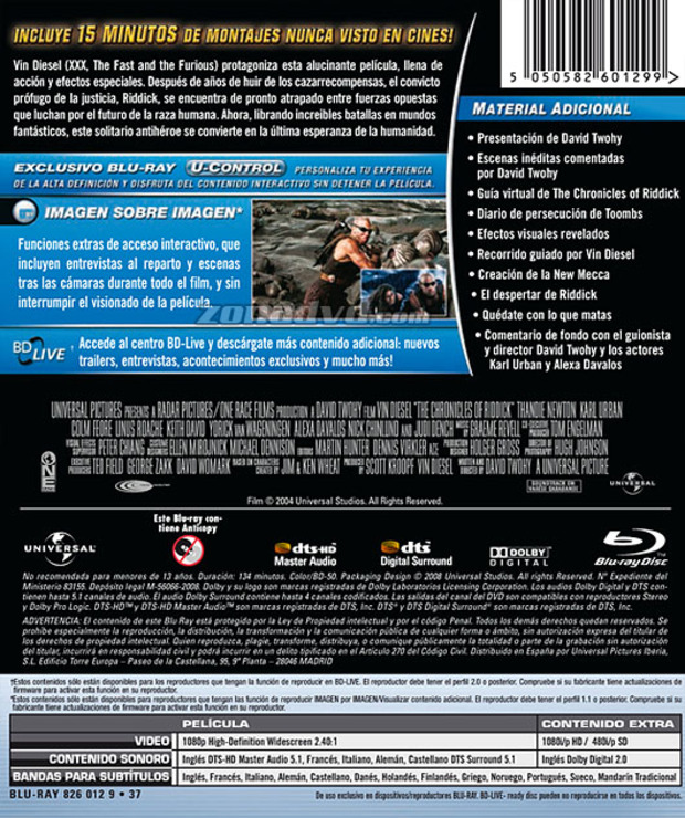 carátula Las Crónicas de Riddick - Montaje del Director portada 3