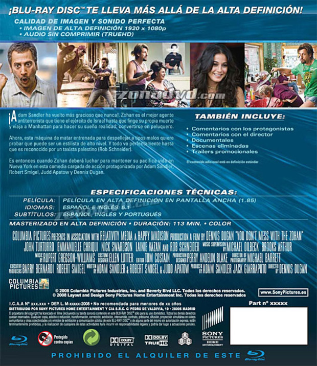 carátula Zohan Licencia Para Peinar portada 3