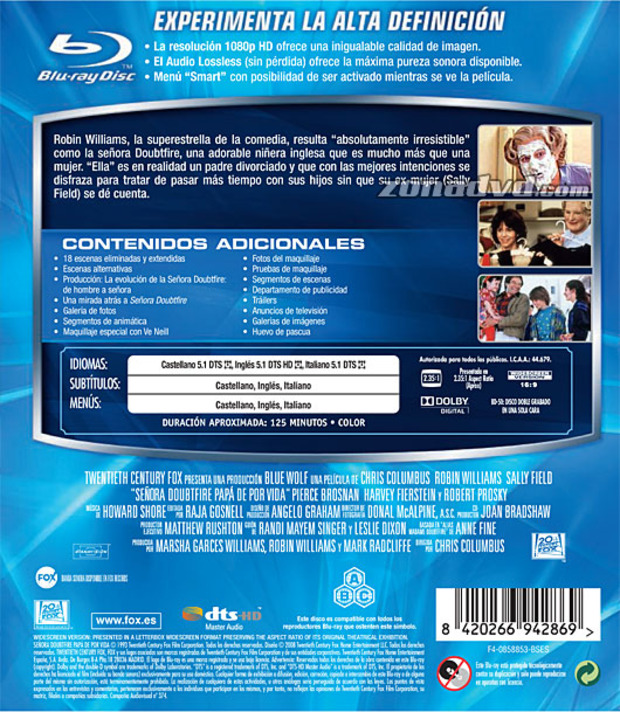 carátula Señora Doubtfire portada 3