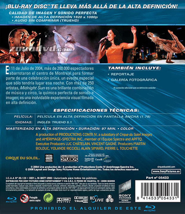 carátula Cirque Du Soleil: Midnight Sun portada 3