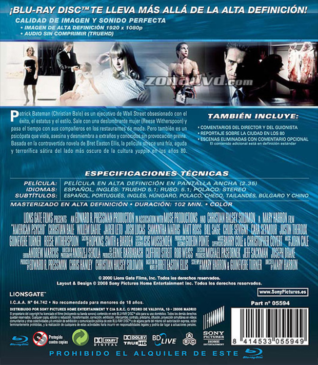 carátula American Psycho portada 3