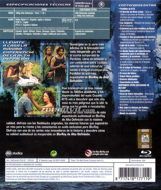 carátula Perdidos (Lost) - Cuarta Temporada portada 4
