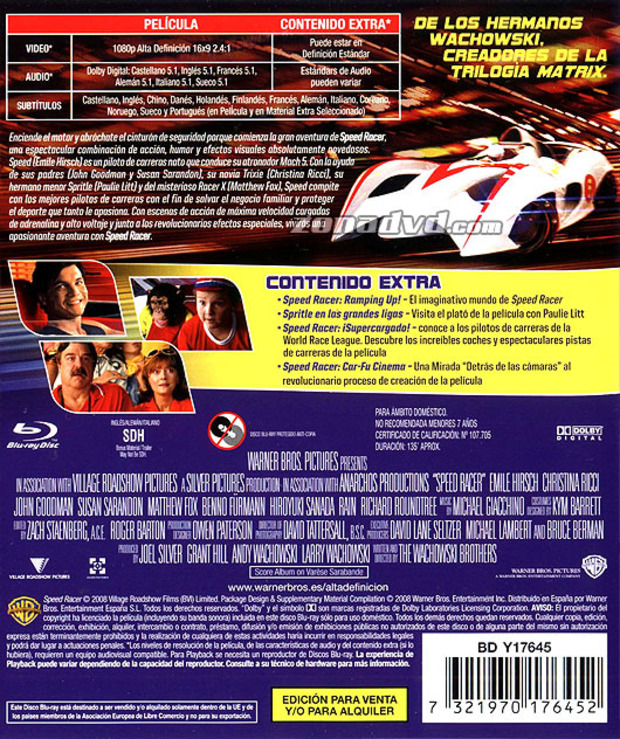 carátula Speed Racer portada 3