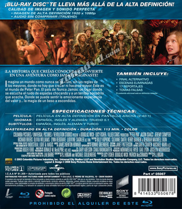carátula Peter Pan, La Gran Aventura portada 3