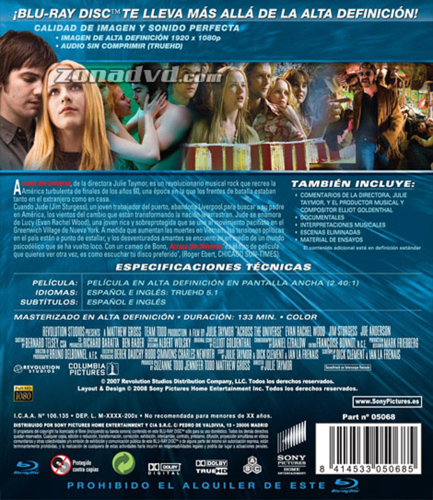 carátula Across the Universe portada 3