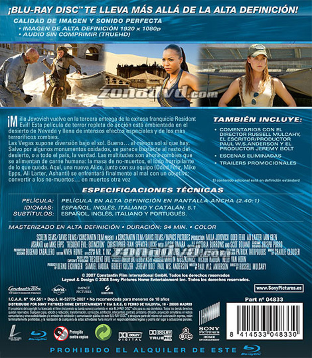 carátula Resident Evil: Extinción portada 3
