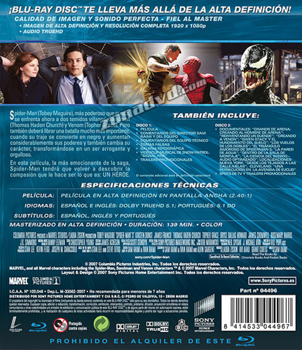 carátula Spider-Man 3 portada 3