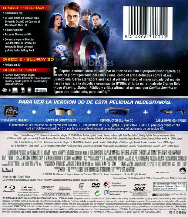 carátula Capitán América: El Primer Vengador 3
