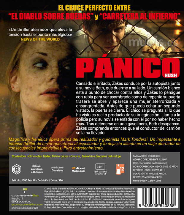 carátula Pánico (Hush) 3
