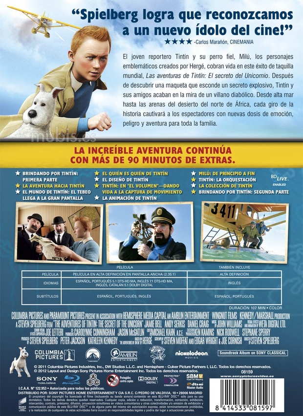 carátula Las Aventuras de Tintin: El Secreto del Unicornio (Digibook) 3