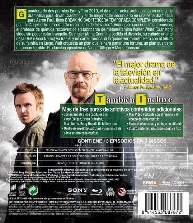 carátula Breaking Bad - Tercera Temporada 3