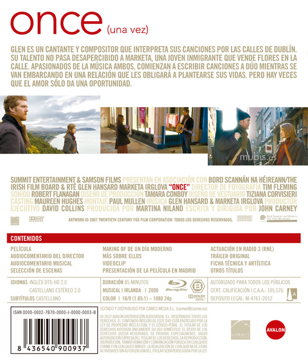 carátula Once (Una Vez) 3