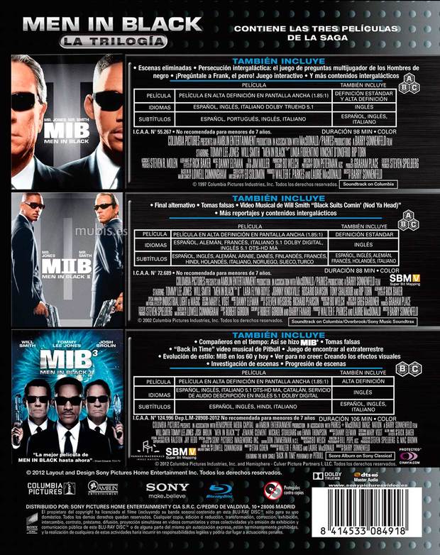 carátula Trilogía Men in Black 3